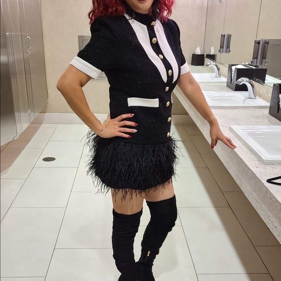 TWEED FEATHER DRESS - Picture 4 of 4